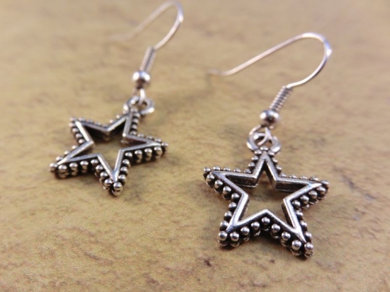 Preview: Stern Ohrringe Vintage Optik Star Himmel Nacht